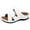 White, variant on Rokment Womens Comfortable Ortho Wedge Walking Sandals with Arch Support & Adjustable Bands Beach Casual Leather Platform Slip on Mid Heels Backless Slides Summer Beige Size 6.5
