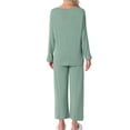thumbnail image 3 of INSPIRE CHIC Womens Lounge Sets Long Sleeve and Pants Jogger Sets 2 Piece Pjs Loose Sleepwear Loungewear L Green, 3 of 6