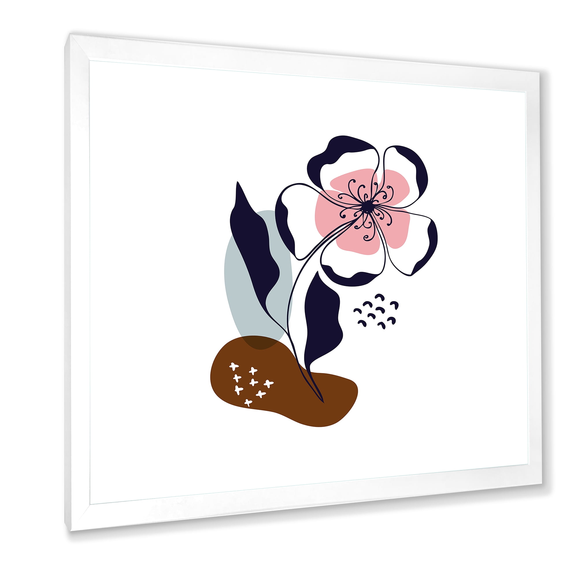 Designart 'Abstract Minimal Shapes Under Flowers IV' Modern Framed Art Print