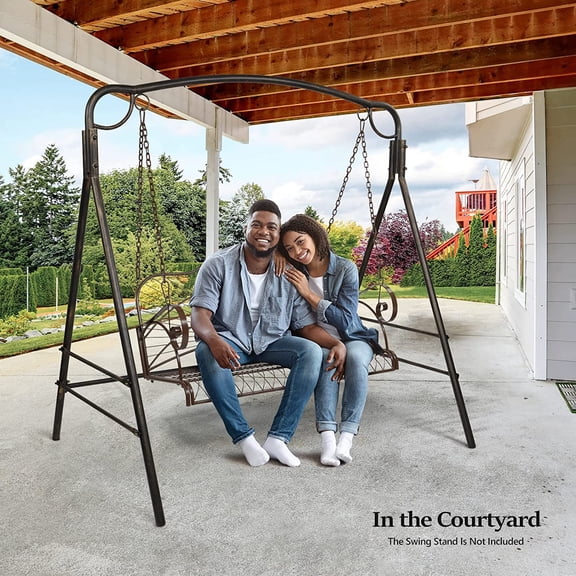Upgraded Metal Porch Swing 660 LBS Heavy Duty Bench for Outdoors
