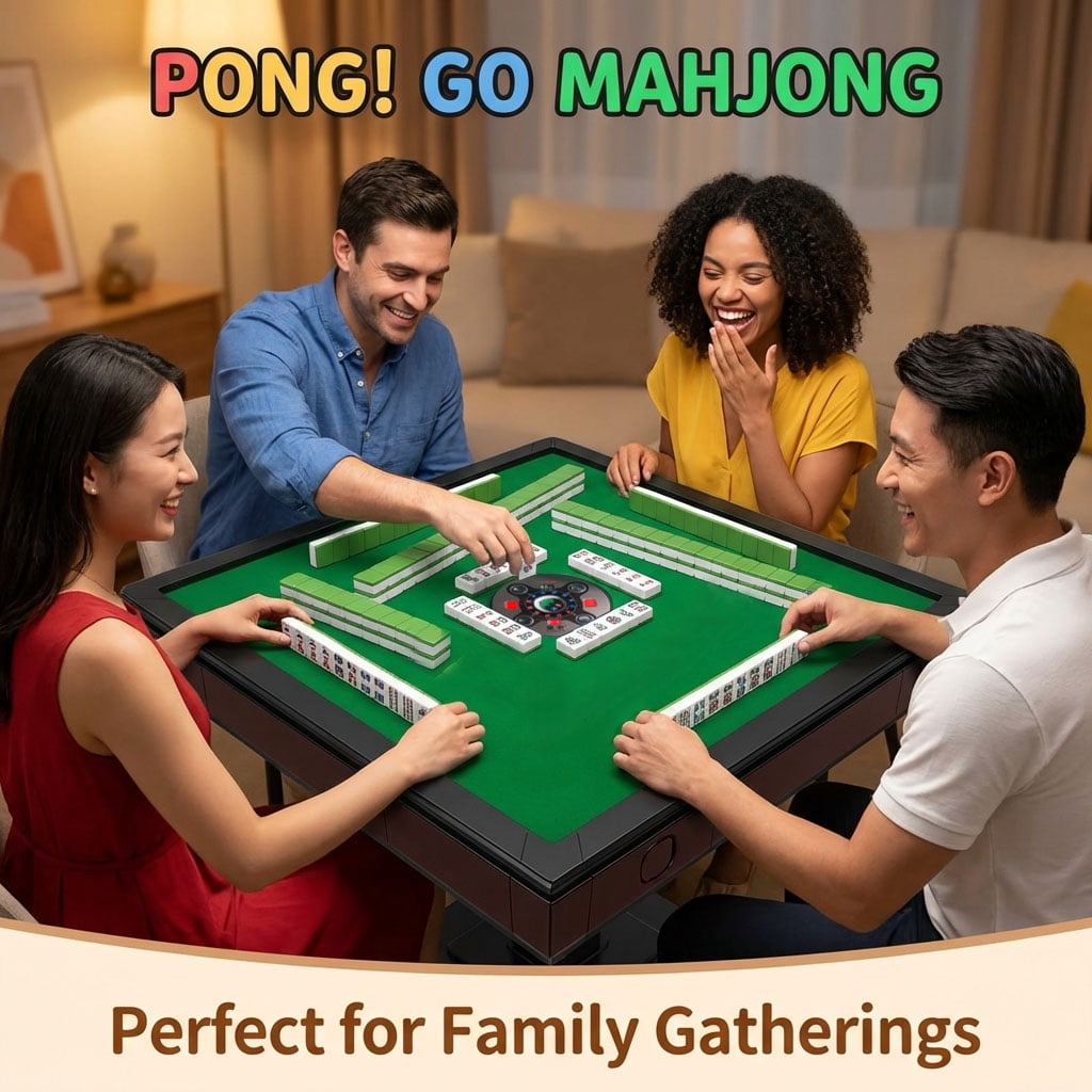 HUANGZHE Foldable Automatic Mahjong Table for American and Chinese Rules, 42mm