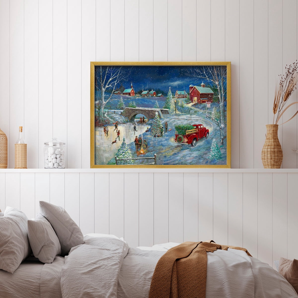 Warm Holiday Memories by Ruane Manning - Restickable Framed Giclée Print with Real Wood Frame