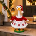 thumbnail image 5 of Cute Snowflake 23 inch Porch Goose Outfit Set Red Velvet Top White Skirt for Lawn Goose Statues Christmas Winter Patio Yard Decor, 5 of 7