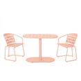 thumbnail image 5 of Tcbosik 3 Piece Bistro Set, 39.5" Oval Table and 2 Metal Chairs, Outdoor Furniture Set for Balcony, Poolside, Garden, Deck, Patio, Coral, 5 of 11