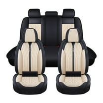 Tuqiang Car Seat Covers Leather Set for Honda for Accord 2007-2018 Premium 5-Seat Car Seat Covers Full Set in Leather Beige