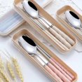 thumbnail image 4 of Boreal Craft Stainless Steel Portable Tableware Three Piece Students Outdoor Spoon Chopsticks Fork Set Small round Table Mat Dining Table Set 6 Dinning Table Clothes Set for 4 Chairs Teal Table Mats, 4 of 6