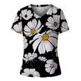 thumbnail image 4 of Herrnalise Women's Classic-Fit 100% Cotton Short-Sleeve T-Shirt Women Casual T-shirt Floral Printed V-Neck Short Sleeve Pullover Blouse Tops, 4 of 5