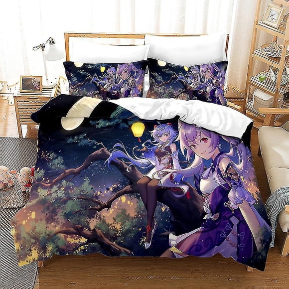 Gi-7 Ensemble de Literie Imprimé 3d Genshin Impact 2/3 Pcs Housse de Couette Taie d'Oreiller Cadeau