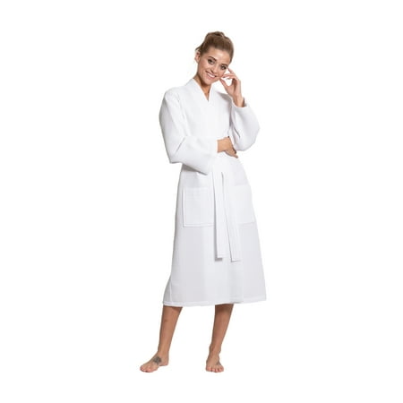 

Turkuoise Women Premium Cotton Blend Lightweight Long Waffle Kimono Bath and Spa