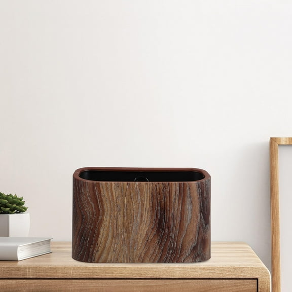 MLINS  Desktop Trash Can Compact Mini Recycling Bin Small with Lid Office Brown