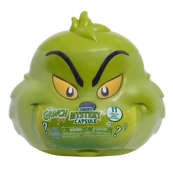 Dr. Seuss The Grinch Jumbo Mystery Capsule, 9-Inch Collectible Capsule by Just Play, 8 Surprises Inside, Boys and Girls Ages 3 and Up