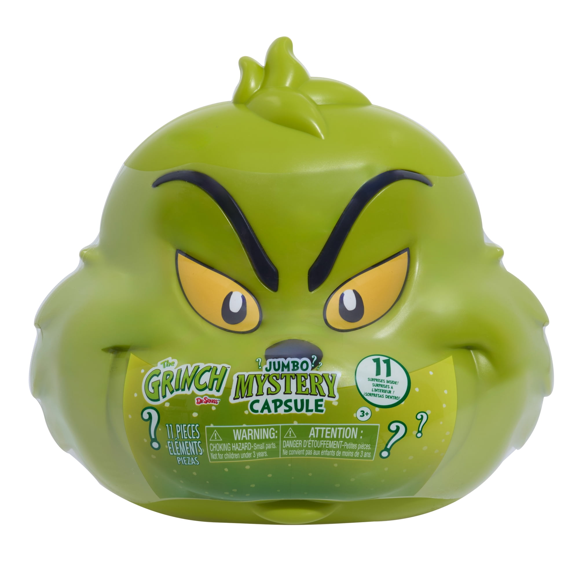 Dr. Seuss The Grinch Jumbo Mystery Capsule, 9-Inch Collectible Capsule by Just Play, 8 Surprises Inside, Boys and Girls Ages 3 and Up