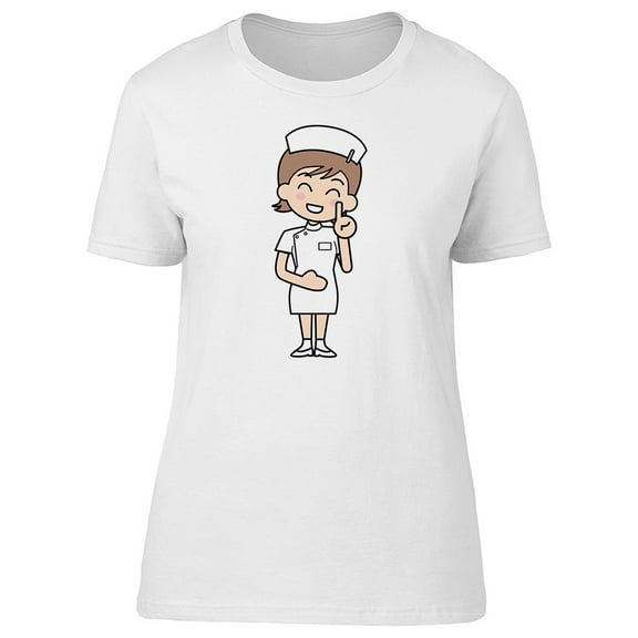 Cute Happy Nurse Cartoon Tee Women's -Image by Shutterstock