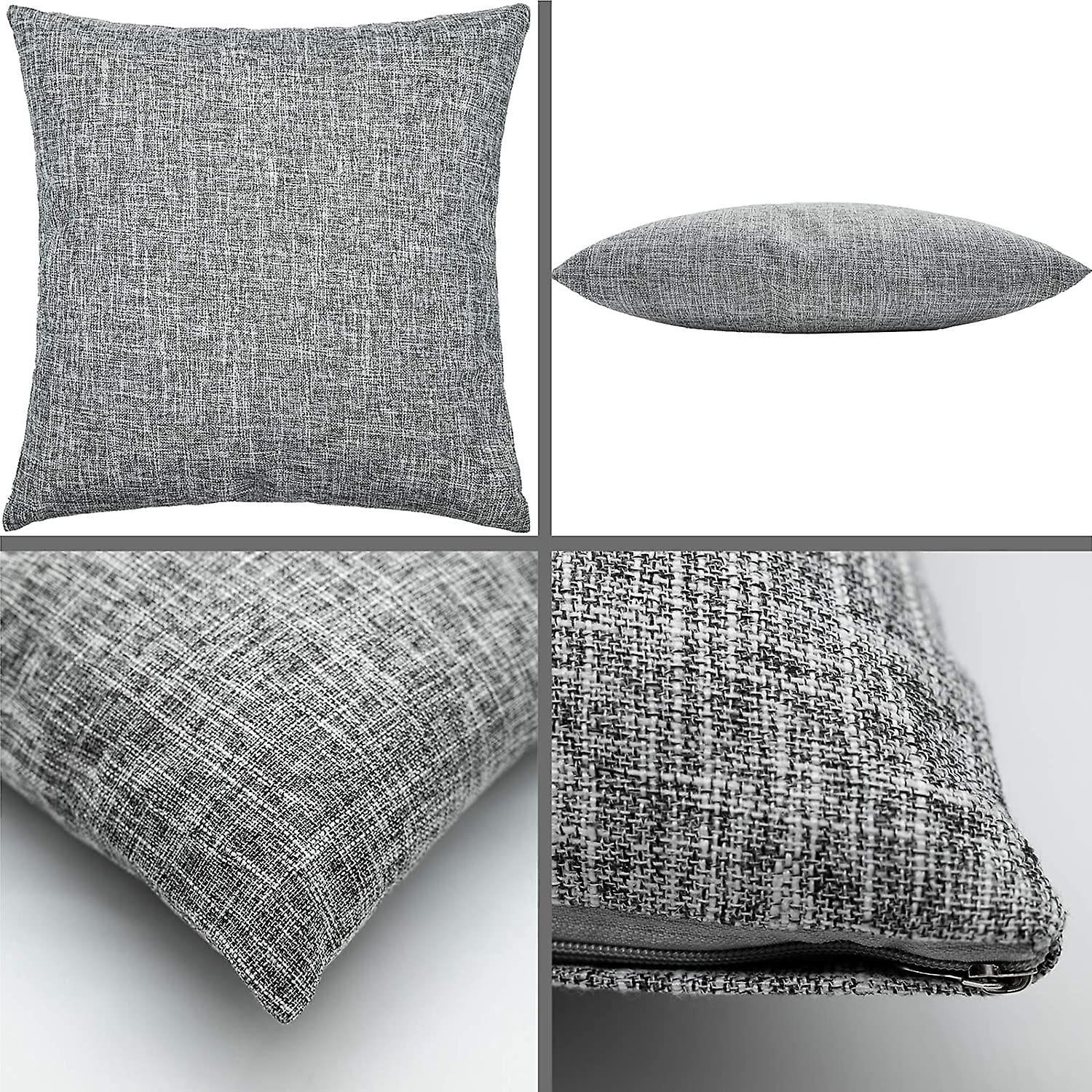Set Of 2 Gray Linen Sofa Cushions Living Room Cushions Headrest Large Back Pillowcases Soulless Cotton And Linen 55 55 Cm