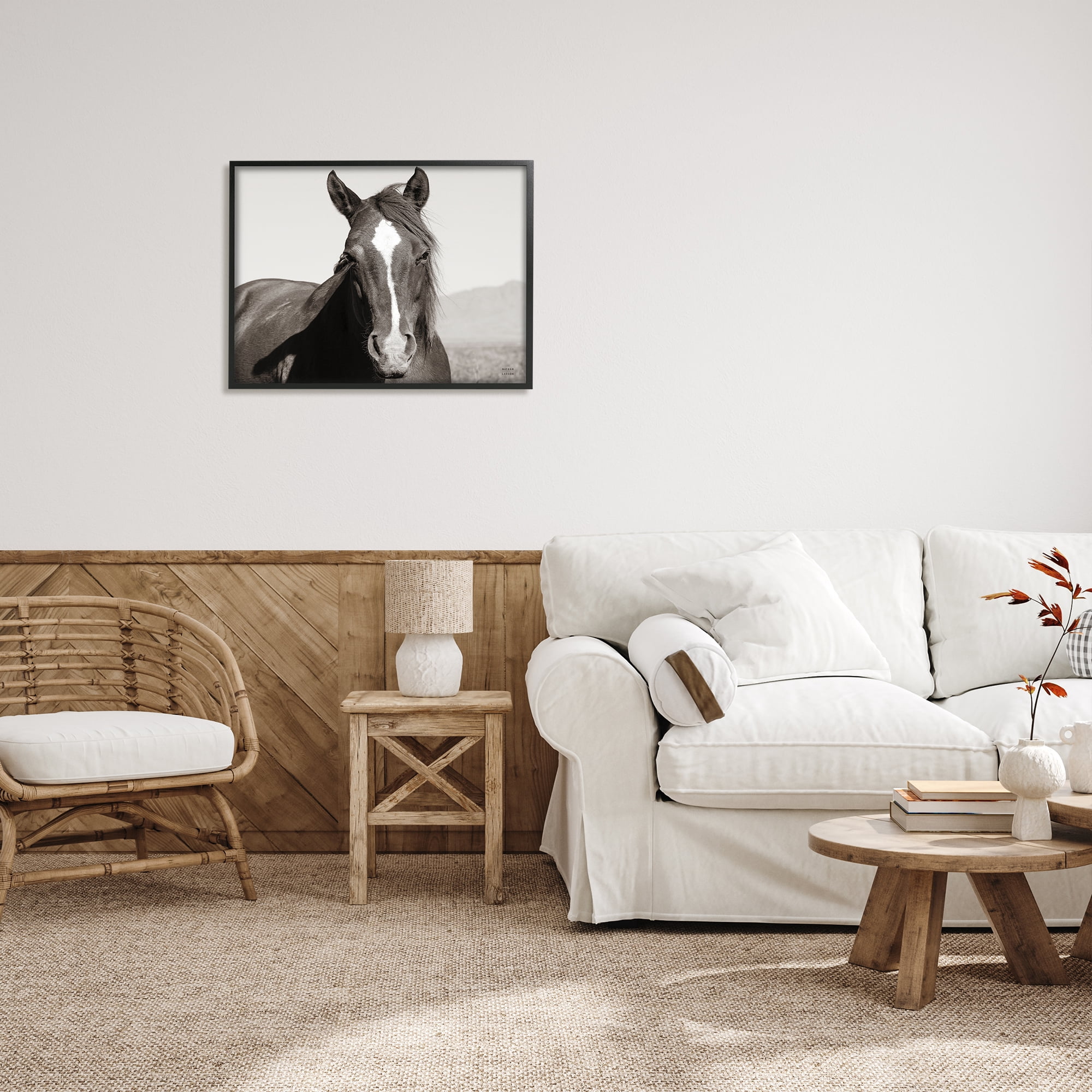 Stupell Industries Windblown Stallion Portrait Animals & Insects Photography Black Framed Art Print Wall Art, 30 x 24