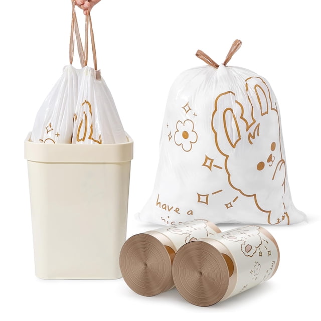 Bolsas de basura YOGOODS de 4 galones con cordón, 120 unidades, blancas