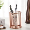 thumbnail image 4 of Portalápices de metal para escritorio, vaso para brochas de maquillaje, portalápices, organizador de oficina y hogar, oro rosa, 4 of 5