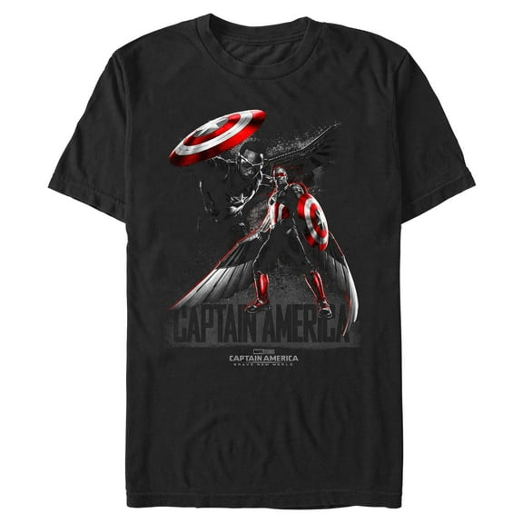 Men's Captain America: Brave New World Black and Red Action Poster  Graphic T-Shirt