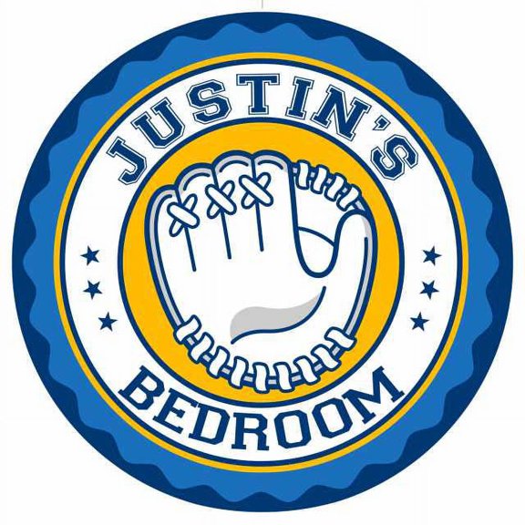 JUSTIN'S Baseball Glove Bedroom 14" Round Metal Sign Boys Room 100140029046