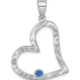 thumbnail image 2 of Sterling Silver Ss/Rhodium-Plated 1 Birthstone Heart With Ss Bezel Family Pendant (29 X 24) Made In United States qmp2/1ss, 2 of 4