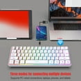 thumbnail image 4 of Triple Mode BT5.0 2.4G USB Mechanical Keyboard,61 Keys Rechargeable Silent Mini  Keyboard,Compact Gaming Keyboard with RGB Backlight for Laptop Phone Tablet, 4 of 7