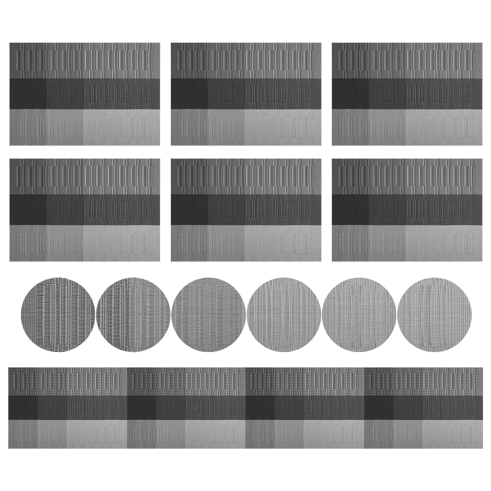 Table Placemats Set of 6 with Table Runner Crossweave Woven Vinyl Wipe