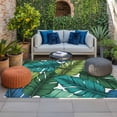 thumbnail image 2 of Summer Tropical Leaves Outdoor Rug for Patio/Deck/Porch, Non-Slip Large Area Rug 6 x 9 Ft, Blue Green Botanical Leaf Plants Indoor Outdoor Rugs Washable Area Rugs, Camping Rug Carpet Runner, 2 of 8