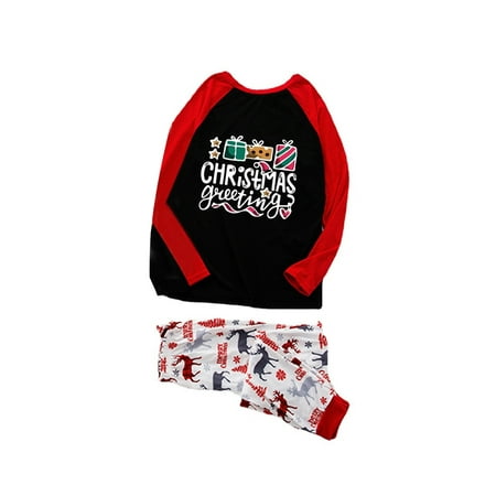 

Spring hue Fashion Letter Tops and Christmas Print Trousers Parent-child Pajamas
