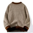 thumbnail image 4 of TFEOQRY Men's Crew Neck Sweater Ribbed Knitted Loose Long Sleeve Solid Color Casual Pullover Fall Winter Top Coffee, 4 of 4
