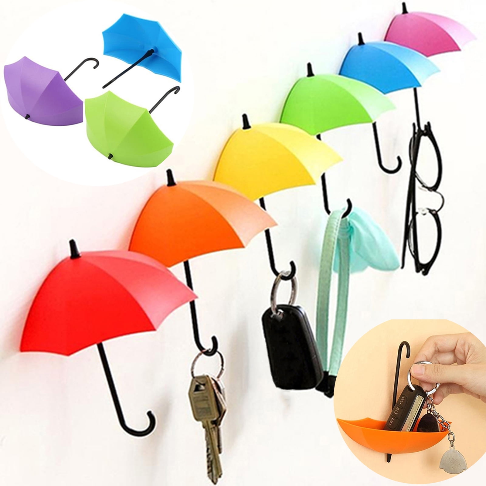 3PCS Umbrella Wall Hook Key Jewelry Small Item Holder Organizer Wall Rack Hanger