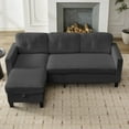 thumbnail image 4 of Puremind 76'' Small Sectional Couch, 3-Seater L Shaped Sofa with Storage Ottoman, Corduroy Couches and Sofas for Living Room/Apartment/Office, Dark Gray, 4 of 5
