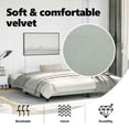 thumbnail image 4 of vidaXL King Bed Frame, Velvet Upholstered Platform Bed Frame, Light Gray, No Mattress, 4 of 10