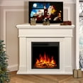 thumbnail image 4 of WAA 44" Corner Electric Fireplace with Mantel Package Freestanding Fireplace Heater Corner Firebox with Log & Remote Control,750-1500W,White, 4 of 7