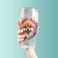 thumbnail image 3 of Watercolor Drip Pomeranian Pop Art Colorful Portrait Artwork 30oz Stainless Steel Tumbler Insulated Cup with Lid Pom Dog Lover Gifts - 01009, 3 of 5