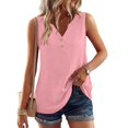 thumbnail image 2 of longantii Tank Tops for Women Summer Sleeveless Loose Fit V Neck Button Down T Shirts Basic Tee Casual Loose Trendy Clothes 2026 Pink S, 2 of 5