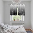 thumbnail image 5 of Black Flower Kitchen Curtains Small Short 39 Inch Length, Geometric Stripes Gradient Simple Branch Grommet Top Bedroom Living Room Curtains, Light Filtering Cafe Curtain Drapes 2 Panels Set 55''x39'', 5 of 9