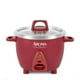 thumbnail image 1 of Aroma Housewares Select Arrocera y calentador de acero inoxidable con olla interior sin recubrimiento, 6 tazas (cocinadas) / 1.2 cuartos de galón, ARC-753SGR, rojo, 1 of 5