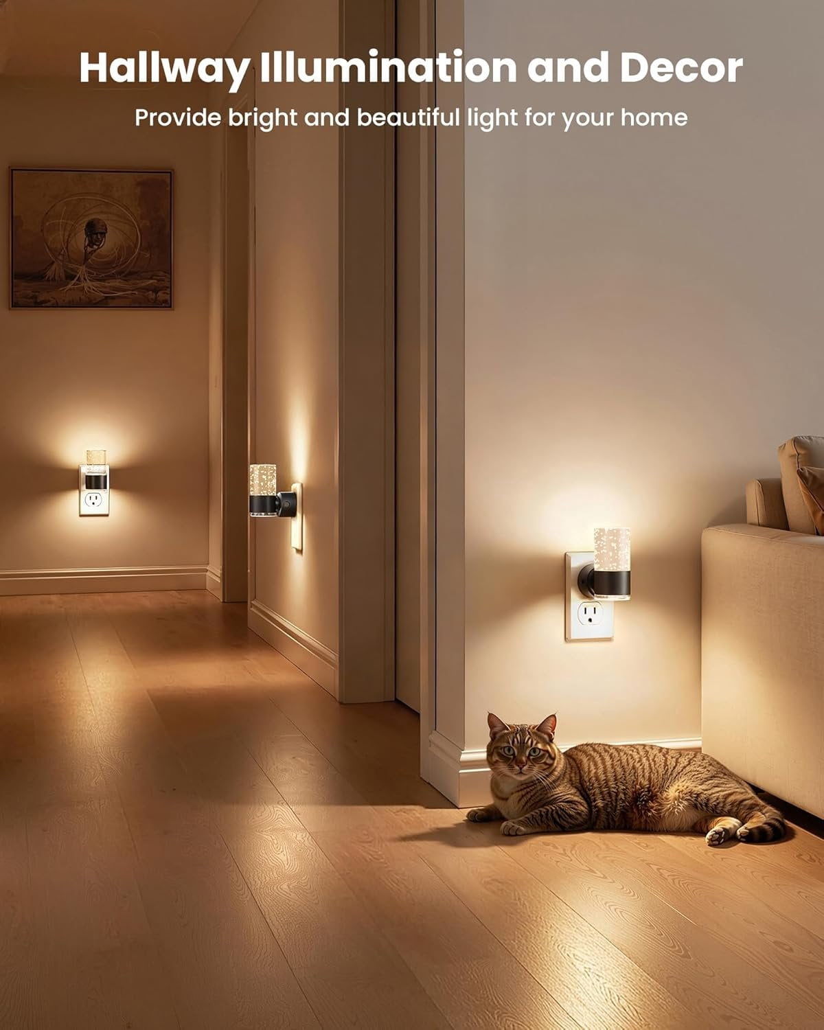 LED Night Lights Plug into Wall, Dimmable Night Light 3 CCT & 5 Brightness Levels,  Bubble Nightlight with Dusk to  Sensor for Hallway, Bathroom, Stair,  Black 4 Pack