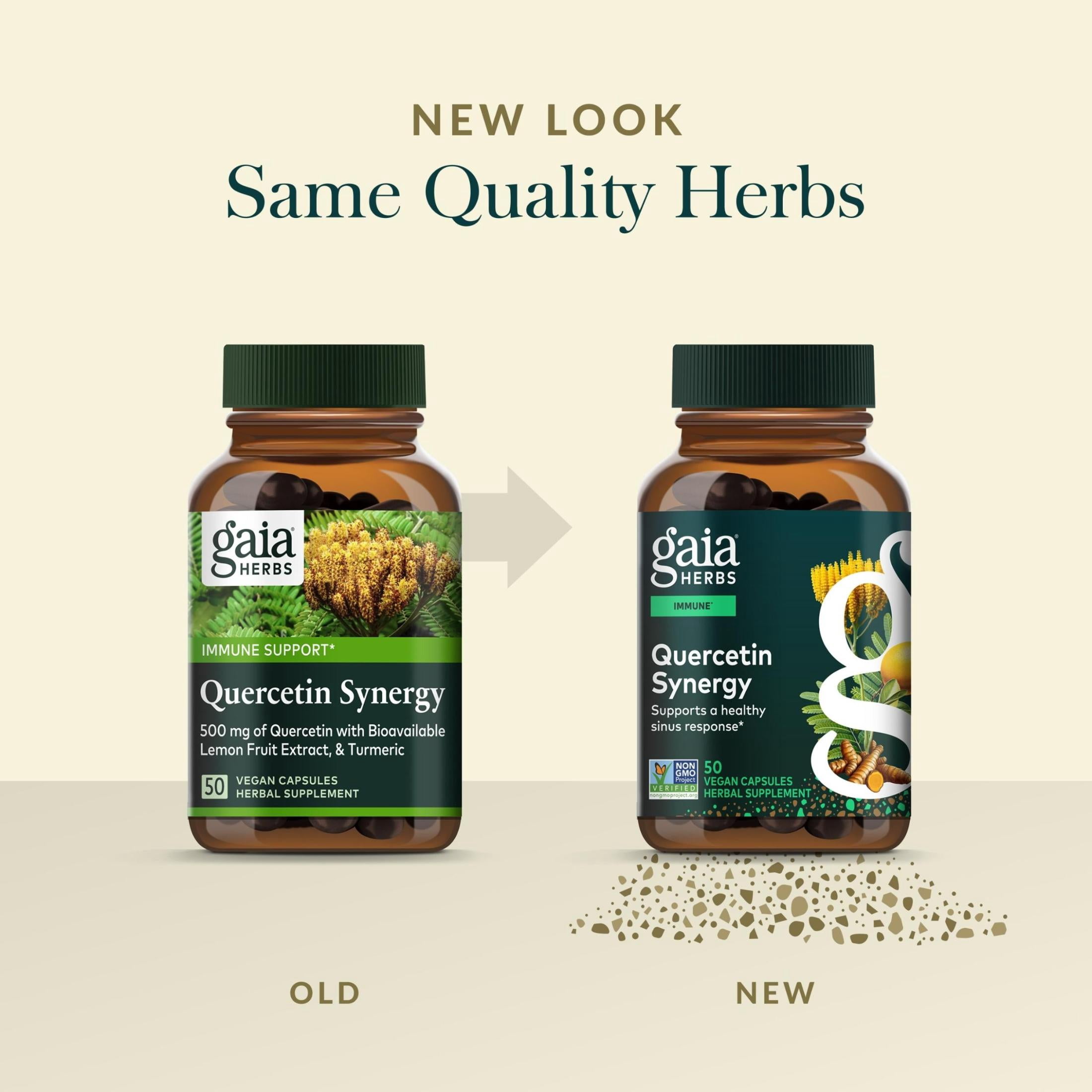 Gaia Herbs Quercetin Synergy - Supports Immune Health* - Wellemon Lemon Fruit Extract - 50 Vegan Capsules (50 Servings)