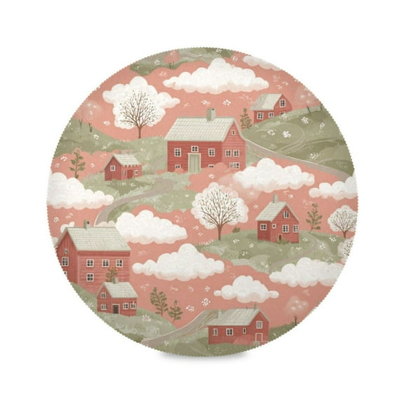 Round Placemat Heat Resistant & Wrinkle-Free Dining Table Decor Placemat For Home & Weddings Scandinavian Farmhouses