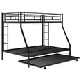 thumbnail image 4 of Bunk Bed with Two-Side Ladders, Twin over Full Bed with Sturdy Steel Frame, Metal Bunk Bed with Twin Size Trundle for Apartment Bedroom Dormitory, No Box Spring Needed, Black, 4 of 7