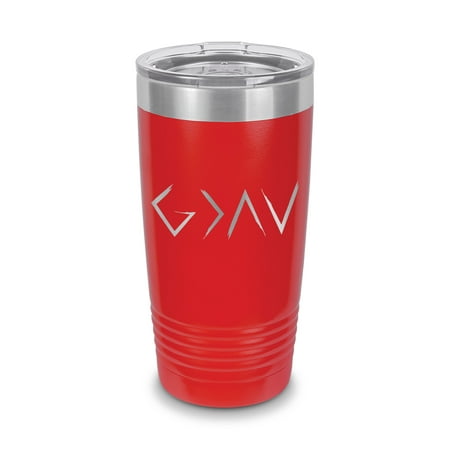 

God is Greater than Highs & Lows Tumbler 20 oz - Laser Engraved w/ Clear Lid - Stainless Steel - Vacuum Insulated - Double Walled - Travel Mug - faith jesus christianity christian - Red