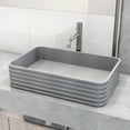 thumbnail image 4 of VIGO Cadman Modern Gray Concreto Stone 21 in. L x 14 in. W x 5 in. H Rectangular Fluted Bathroom Vessel Sink, 4 of 10