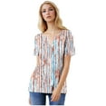 thumbnail image 5 of Yuwull Summer Tops Womens Tops Casual Women'S Fashion Printed Short Sleeve Button Round-Neck And V-Neck Top Blouse Womens Plus Size Tops On ClearanceL, 5 of 8