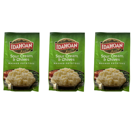 (3 pack) Idahoan Sour Cream & Chives Mashed Potatoes, 4 oz Pouch