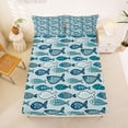 thumbnail image 5 of jejeloiu Watercolor Fish Print Bed Sheets,Coastal Pattern Full Size Sheets For Boys,Blue White,4pcs,1 Flat Sheet, 1 Fitted Sheet and 2 Pillowcases, 5 of 6