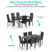 Aiho 6-Seater Modern Dining Table Set with PU Leather Chairs for Kitchen, Small Spaces, Marble