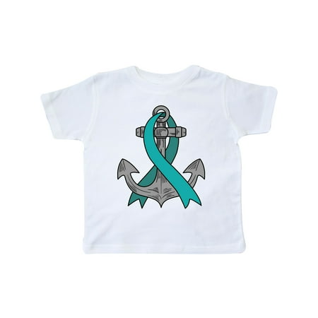 

Inktastic Anchor with Teal Ribbon for Ovarian Cancer Awareness Gift Toddler Boy or Toddler Girl T-Shirt