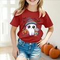 thumbnail image 2 of HCNTES Toddler Halloween Shirt Baby Boy Girls Ghost Pumpkin Tshirts Kids Fall Spooky Season Short Sleeve Tee Tops(6-7 Years,O191-Red), 2 of 5