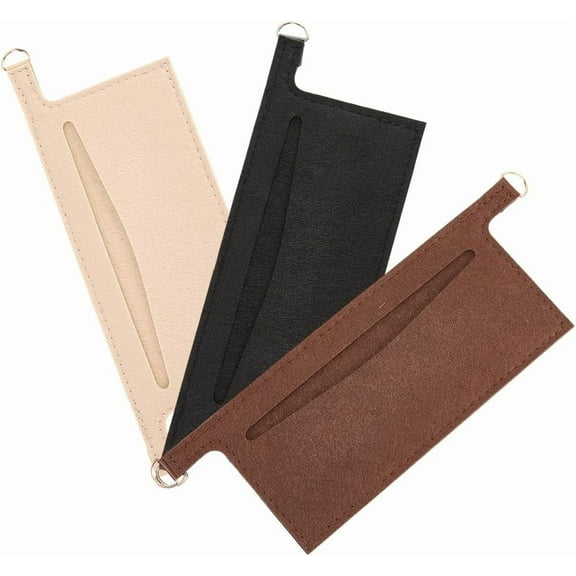 3Pcs 3 Colors Wallet Organizer Insert Mini Handbag Liner Felt Soft Clutch Bag Divider Pocket Inside Convert Conversion Kit with D Rings for Crossbody Sarah Purse Accessories 9.3 x 3.1 Inch
